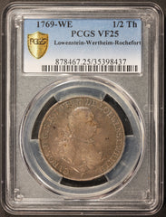 1769-WE Germany Lowenstein Wertheim 1/2 Thaler Silver Coin - PCGS VF 25 - KM# 74