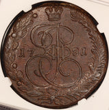 1781-EM Russia 5 Kopeks Copper Coin - NGC AU 55 BN - C# 59.3