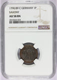 1790/89 C Germany Saxony 1 Pfennig Coin - NGC AU 58 BN - KM# 1000