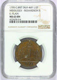 1795 Great Britain Middlesex Richardson's Half Penny Conder Token D&H-469 - NGC MS 63 BN