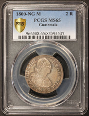 1800 NG M Guatemala 2 Reales Silver Coin - PCGS MS 65 - KM# 51