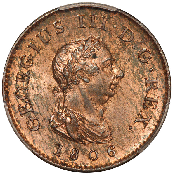 1806 Great Britain Farthing Copper Coin - PCGS MS 63 RB - KM# 661