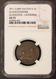 1811 Great Britain Gloucestershire Cathedral Silver Shilling Token Dalton-5 - NGC AU 55