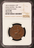 1813 Canada Nova Scotia Trade & Navigation 1/2 Half Penny Token NS-19B2 - NGC AU 55 BN