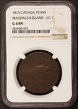1815 Canada Magdalen Island One Penny Token LC-1 - NGC G 6 BN
