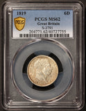 1819 Great Britain 6 Six Pence Silver Coin - PCGS MS 62 - KM# 665 - S-3791