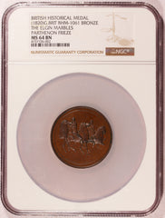 1820 Great Britain Elgin Marbles Parthenon Frieze Horses Bronze Medal BHM-1061 - NGC MS 64 BN