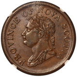1832 Canada Nova Scotia One Penny Token NS-2B1 - NGC AU 55 BN
