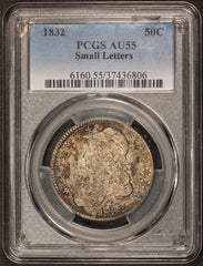 1832 U.S. Capped Bust Small Letters Silver Half Dollar Coin - PCGS AU 55