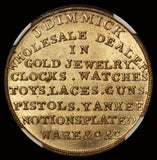 1850s Detroit, MI Michigan J. Dimmick Merchant Token M-MICH-3 - NGC MS 65