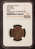 1858 J.M. Taylor Counterstamped Token 1853 Seated Quarter M-NY-899c - NGC VF 35