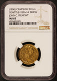 1856 John C. Fremont Campaign 22mm Brass Token Dewitt-JF-1856-14 - NGC MS 65