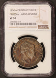 1856-A Germany Prussia Thaler Arms Reverse Silver Coin - NGC VF 30 - KM# 465
