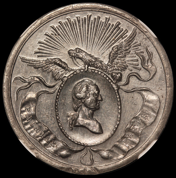 1858 Washington Philadelphia Procession Lead Restrike Medal B-160H - NGC MS 63