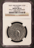 1858 Washington Philadelphia Procession Lead Restrike Medal B-160H - NGC MS 63