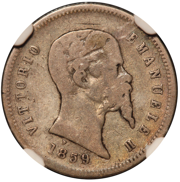 1859-B Italy Emilia 50 Centesimi Silver Coin - NGC VG 10 - KM# 7 - RARE