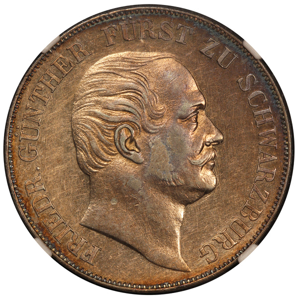 1859 Germany Schwarzburg Rudolstadt Thaler Silver Coin - NGC AU 53 - KM# 176