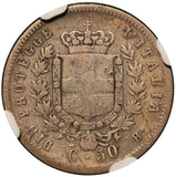 1859-B Italy Emilia 50 Centesimi Silver Coin - NGC VG 10 - KM# 7 - RARE