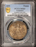 1859 Germany Frankfurt Schiller Thaler Silver Coin - PCGS MS 64 - KM# 359