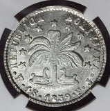 1859 PTS FJ Bolivia 4 Soles Inverted "V" Silver Coin - NGC AU 55 - KM# 123.3