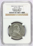 1860 John K. Curtis White Metal Civil War Store Card Token M-NY-178 - NGC MS 61