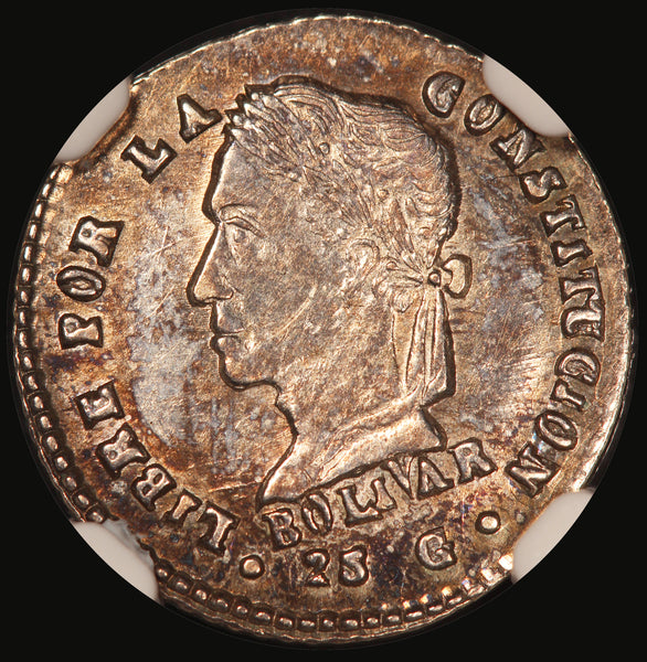 1860 PTS FJ Bolivia 1/2 Sol Silver Coin - NGC MS 61 - KM# 133.2