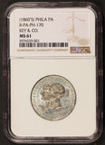 1860s (1851) Philadelphia, PA Key & Co. Merchant Token R-PA-PH-170 - NGC MS 61