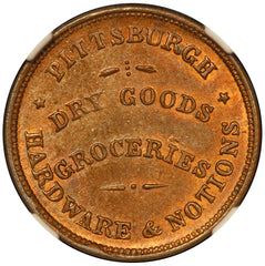 1861-65 Pittsburgh, PA Dry Goods Civil War Token F-765R-3a - NGC MS 64