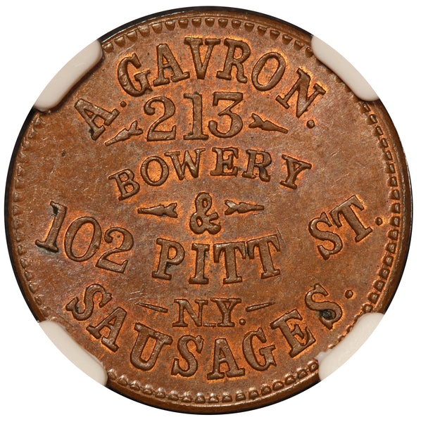 1861-65 New York A. Gavron Sausages Civil War Token F-630AB-7a - NGC MS 64 BN