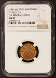 1861-65 Federal Union Army Navy Patriotic Civil War Token F-220/322a - NGC MS 64
