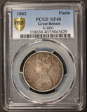 1862 Great Britain Florin 2 Shillings Silver Coin - PCGS XF 40 - KM# 746.1