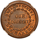 1863 New York, NY Broas Pie Bakers Civil War Token F-630L-18a - NGC MS 65 RB