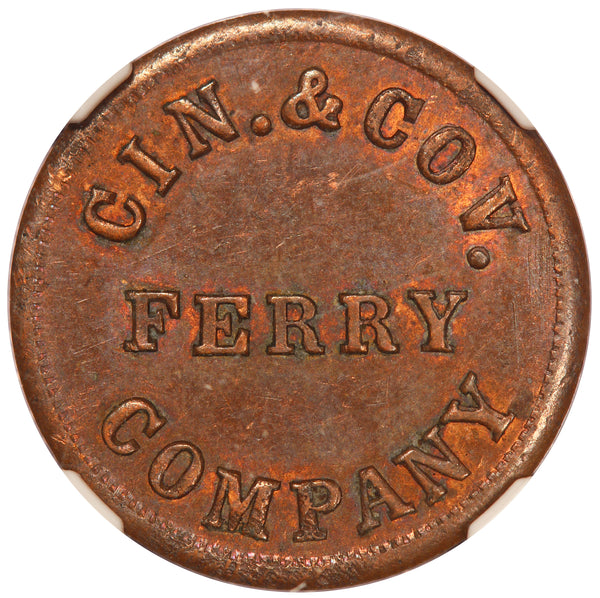 1863 Cincinnati, OH Cin & Cov Ferry Co. Civil War Token F-165W-1a - NGC MS 64 BN