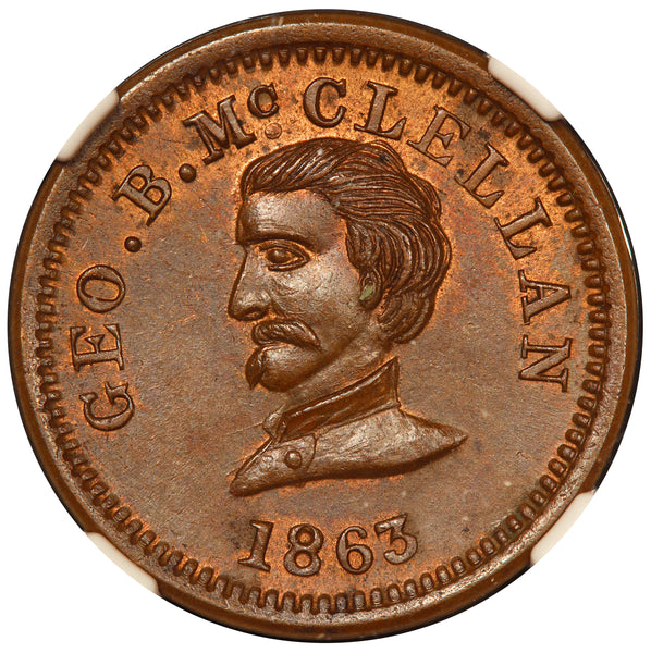 1863 Gen. George McClellan Army & Navy Civil War Token F-141/307a - NGC MS 64 BN