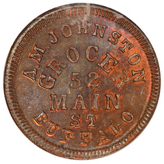 1863 Buffalo, NY A.M. Johnston Grocer Civil War Token F-105K-1a - NGC MS 64 BN