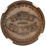 1863 Liberty Cap United Country Patriotic Civil War Token F-1/436a - NGC MS 64 BN
