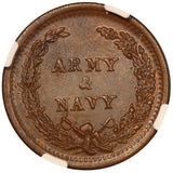 1863 Gen. George McClellan Army & Navy Civil War Token F-141/307a - NGC MS 64 BN