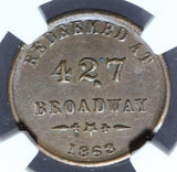1863 Albany, NY Benjamin & Herrick Civil War Store Card Token F-10A-6a - NGC AU 55 BN