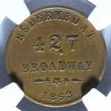 1863 Albany, NY Benjamin & Herrick Civil War Store Card Token F-10A-6a - NGC AU 55 BN