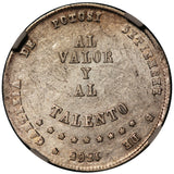 1865 Bolivia 1/4 Melgarejo Silver Coin - NGC AU 55 - KM# 144