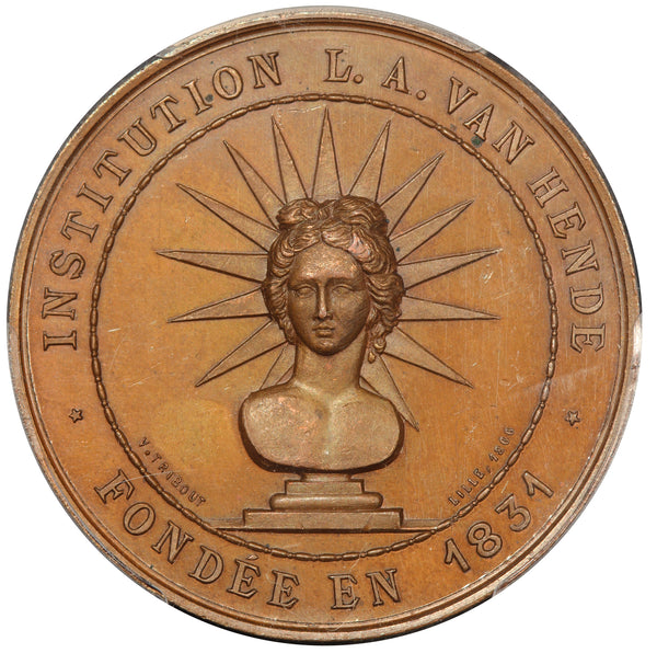 1866 France Institution L.A. Van Hende Prize Bronze Medal - PCGS SP 65 BN