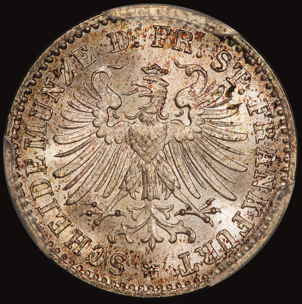 1866 Germany Frankfurt 1 One Kreuzer Silver Coin - PCGS MS 68 - KM# 367