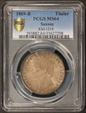 1869-B Germany Saxony Thaler Silver Coin DAV-895 - PCGS MS 64 - KM# 1214