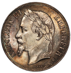 1870-BB France Napoleon III 5 Francs Silver Coin - PCGS MS 62 - KM# 799.2