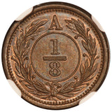 1870 Canada Anticosti Island 1/8 Penny Copper Coin - NGC MS 64 BN - X# Pn1