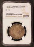 1870 Canada Newfoundland 50 Cents Silver Coin - NGC F 12 - KM# 6