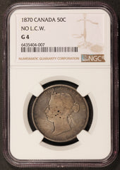 1870 Canada No LCW 50 Cents Silver Coin - NGC G 4 - KM# 6