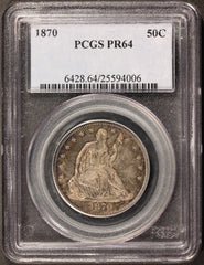 1870 U.S. Seated Liberty Half Dollar 50 Cents Silver Proof Coin - PCGS PR 64