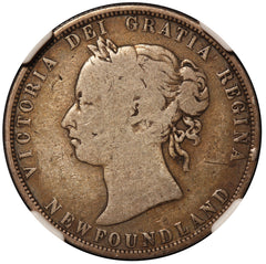 1873 Canada Newfoundland 50 Cents Silver Coin - NGC VG 10 - KM# 6
