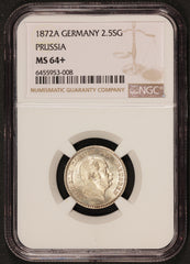 1872-A Germany Prussia 2 1/2 Groshcen Silver Coin - NGC MS 64+ KM# 486
